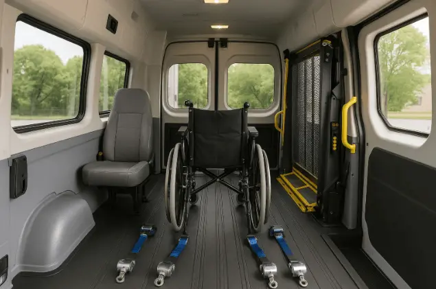 Wheelchair securement inside transport van